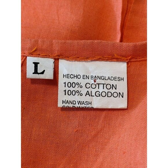 Womens Large Tunic Top Orange Purple Embroidered Cotton Boho Resort Beach Hippie - Picture 9 of 9